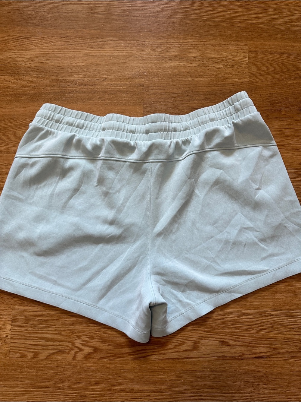 Women's Plus Casual Elastic Waist Shorts- 2 pair— Light Blue and Cream - Picture 2 of 6